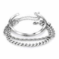 Ensemble de bracelets ouverts tendance et populaires en acier inoxydable unisexe, accessoires de mode pour les déplacements, personnalisables et polyvalents, marque MID