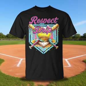 Camiseta de Softbol con Diseño Gráfico Colorido para Jóvenes, Respect The Drip - Product Image 3