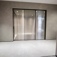 Cadre en verre rétractable en aluminium, porte coulissante en verre à fermeture souple, 1 fixe, 3 coulissantes, insonorisé, intérieur, porte télescopique synchronisée