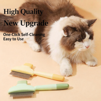 Brosse à poils pour animaux de compagnie douce à un clic de qualité supérieure en acier inoxydable TPR Outil de toilettage auto-nettoyant pour chiens et chats à poils longs/courts