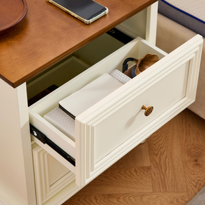Mid Century Modern Nightstand 22.9 In 2 <b>Drawers</b> Wood <b>Storage</b> Side Cabinet With Charging Station Outlet Hole - Product Image 6