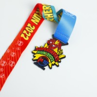 Médaille personnalisée pour course amusante, forme étoile, en alliage de zinc, émail 3D, récompense sportive avec ruban imprimé pour événements de course à thème