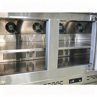 Gewerblicher 3-Türiger Salatvorbereitungs-Kühltresen aus Edelstahl mit Gebogener Glasscheibe für Restaurants und Buffets, 478L Automatisch