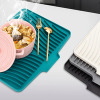 Tapis de séchage de vaisselle antidérapant en silicone ondulé, résistant à la chaleur, pliable, pour isolation de comptoir de cuisine
