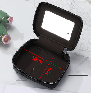 Tas rias kecil modis dengan cermin kantung kosmetik Mini wadah kosmetik ritsleting Logo kustom wadah penyimpan lipstik perlengkapan mandi kantong Kosmetik - Product Image 3