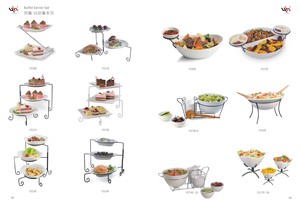 Ensemble de bols de service en porcelaine avec support, motifs marbrés, bols à soupe en porcelaine, bols à salade avec support - Product Image 4