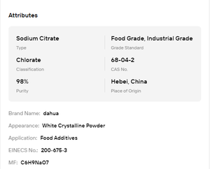 Citrate de sodium de qualité alimentaire à 98% de pureté, poudre blanche, régulateur d'acidité pour aliments, cosmétiques, détergents - Product Image 6