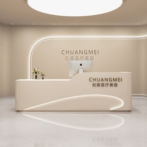 Tùy chỉnh thiết kế hiện đại bằng đá cẩm thạch tiếp nhận quầy bàn ván ép thanh toán truy cập cho khách sạn - Product Image 5