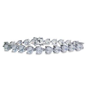 Bracelet tendance en forme de cœur en zircon plaqué rhodium, serti de pierres, cadeau de mariage ou de fête - Product Image 5