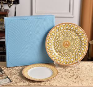 Luxury Eco-Friendly European Bone China 2-Piece Dinner and <b>Dessert</b> Plate Set with Plant Pattern - Product Image 3