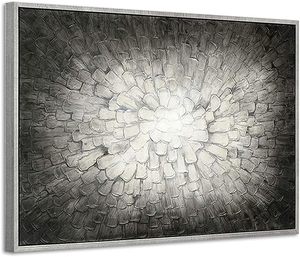 Arte de pared enmarcado abstracto oscuro: lienzo de cuadrados 3D pintura texturizada ilustraciones imagen moderna para oficina - Product Image 1