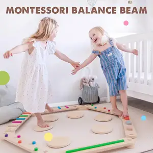 6PCS Toddler Montessori Toys Training Coordination And Gross Motor Skills Balance Stepping Kindergarten Sensory Wood Beam Toys