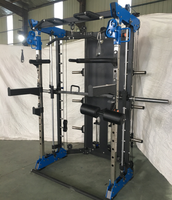 Máquina Smith Comercial Todo en Uno, Entrenador Funcional, Power Rack, Cable Crossover, Multi-Gimnasio, Gimnasio Completo, Acero de Alta Resistencia para Entrenamiento de Fuerza