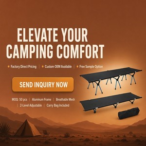 Lit de camping pliable portable en alliage d'aluminium et tissu Oxford respirant avec sac de rangement pour voyages en plein air - Product Image 6