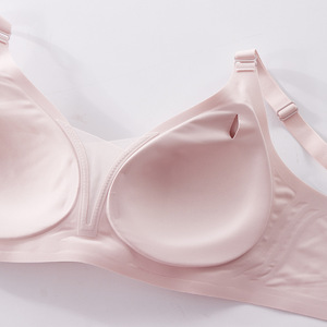 Soutien-gorge d'allaitement respirant en nylon côtelé sans couture pour femme, soutien-gorge de sport sans armatures pour l'allaitement, la grossesse et le sommeil - Product Image 4