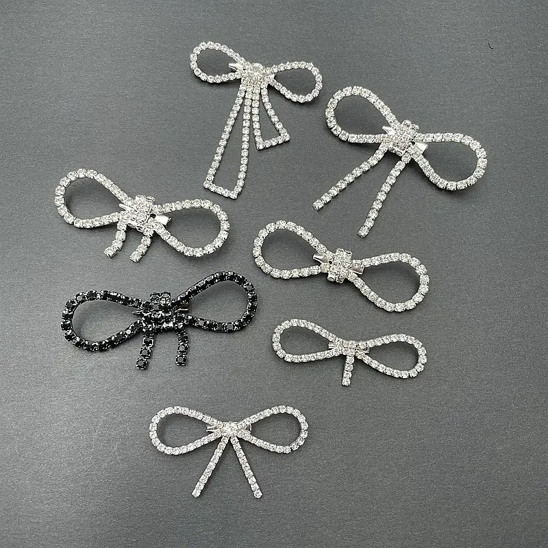 Factory make direct rhinestone bow brooch with high quality shiny crystal for DIY design garment making