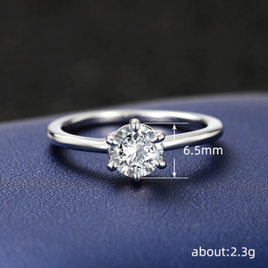 Anillo Clásico de Diamantes en Oro Blanco para Mujer, Corte Brillante Redondo, Color G Natural, 6.5mm, Joyería de Compromiso - Product Image 5