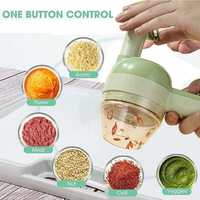 Pemotong Sayur Elektrik, Alat Dapur Pemotong Sayuran Bawang Putih Mini Isi Ulang Daya USB Elektrik 4 In 1