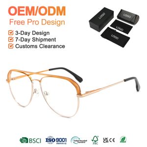 Vente en gros de lunettes de vue vintage en métal pour hommes et femmes, montures optiques pilote à double pont, sur mesure, logo personnalisé, fabricant OEM - Product Image 1