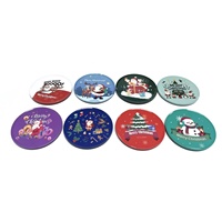 Posavasos Navideños Personalizados de 90 mm, Antideslizantes, Reciclables, de Hojalata, con Impresión Offset a 4 Colores, para Caja de Regalo, Venta Transfronteriza