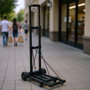 Carretilla de mano plegable de 4 ruedas con capacidad para 290 libras, carrito utilitario plegable para compras con cuerdas elásticas y base expandible - Product Image 2
