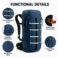 Sac à dos de randonnée et d'alpinisme 30L, étanche et organisé, avec plaque en aluminium – Approvisionnement direct usine
