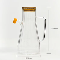 Diskon besar Pot minyak kaca borosilikat tinggi, botol minyak zaitun, botol minyak kaca dengan tutup bambu 500ml 900ml 1000ml untuk memasak di dapur
