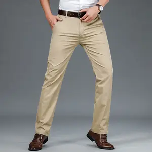 Pantalons décontractés anti-rides personnalisés pantalons de costume minces extensibles pantalons chino vierges kaki pour hommes