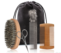 Kit de toilettage de barbe pour hommes avec logo personnalisé professionnel Peignes à cheveux et ensemble de brosses