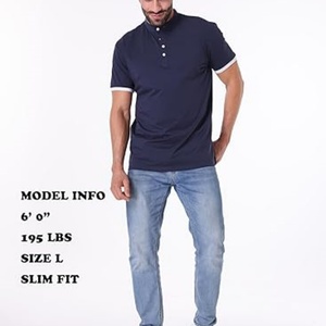 T-shirt pour homme à manches courtes en tricot imprimé, coupe classique, décontracté, sportif, respirant, col montant - Product Image 2