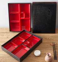 Boîte à sushi en plastique en gros, 6 compartiments, boîte à lunch bento en ABS