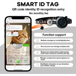 Collar inteligente con rastreador GPS para gatos con código QR, localizador de mascotas a prueba de agua para gatos pequeños a grandes, compatible con Apple Find My - Product Image 3