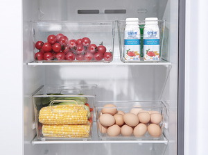 Bộ 4 hộp đựng thức ăn hình chữ nhật bằng nhựa PET đúc khuôn, có ngăn kéo, nắp đậy, xếp chồng được, dùng trong tủ lạnh - Product Image 3