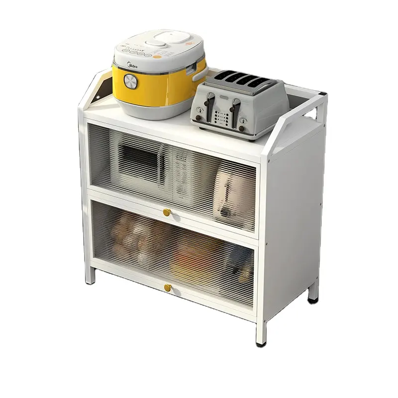 Gabinete moderno a prueba de polvo para cocina, estante de almacenamiento multifuncional, contenedor de alimentos, estante de exhibición, utensilios de cocina, estante para horno microondas