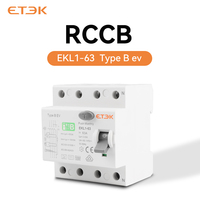 Interruptor Diferencial ETEK Tipo B 10KA 3P+N 40A 30mA RCCB con Informe de Prueba TUV CB, Aprobación CE, 4P 415VAC RCD EKL1-63B