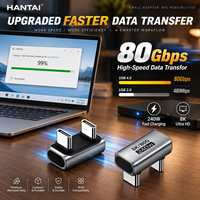 Adaptateur d'extension USB 4.0 USB-C mâle vers femelle, angle droit 90 degrés, en alliage d'aluminium, 80 Gbit/s, alimentation CC certifiée pour ordinateur portable