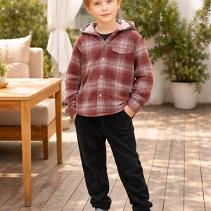 Veste personnalisée pour <span class=keywords><strong>garçon</strong></span> avec motif à carreaux, manteau pour <span class=keywords><strong>garçon</strong></span> avec chapeau, vêtements pour <span class=keywords><strong>garçon</strong></span> au printemps et en automne - Product Image 1