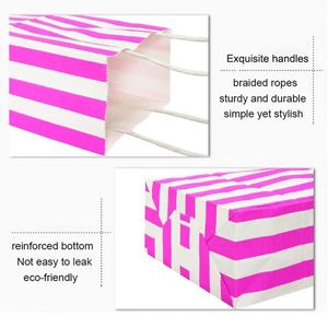 Bolsas de Regalo Rayadas, Bolsas Pequeñas de Papel Kraft con Asas, para Navidad, Cumpleaños, Bodas, Fiestas, Bolsas de Regalo para Tiendas Minoristas - Product Image 4