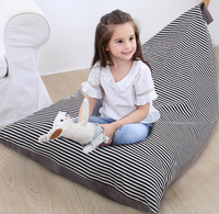 Fauteuil Poire Extra Large Gris Rayé Moderne et Moelleux avec Housse Amovible et Design Ajustable pour Enfants, Adolescents et Adultes - Rangement et Détente
