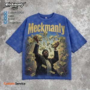 T-shirt en coton pour homme Meckmanly, manches courtes, col rond, imprimé crâne, style vintage surdimensionné - Product Image 4