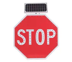 Светодиодный знак остановки на солнечной батарее, восьмиугольный дорожный знак, знак остановки, прямая сделка