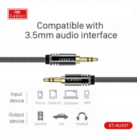 Earldom 1,5 m Cable Coaxial AUX para Huawei P50 Pro 3,5 MM Audio macho Conexión macho para teléfono altavoz de coche MP4 auriculares