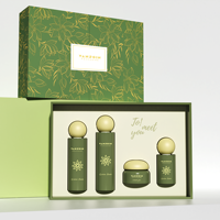 Ensemble d'emballages de soins de la peau de style unique et nouveau, pot en verre pour crème pour le visage, flacon pompe pour lotion et sérum avec bouchon rond et boîte cadeau