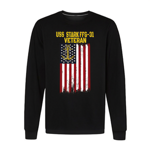 Camiseta de Manga Larga Uss Stark Ffg-31 Veteran con Diseño de Bandera Americana, Cuello Redondo, Unisex, para Adultos, Promocional - Product Image 3