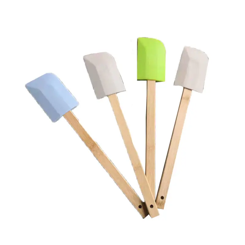 Popular Detachable Bamboo Handle Baking Food Grade Silicone Heat Resistant Kitchen Pastry Baking Silicone Spatula