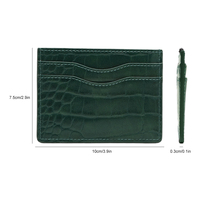 Porte-cartes fin en cuir PU motif crocodile, portefeuille minimaliste avec blocage RFID pour poche avant, personnalisable pour homme