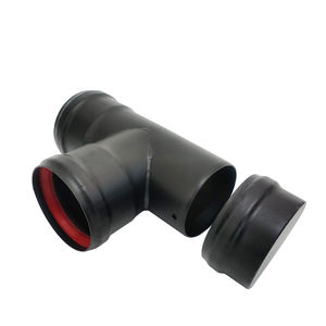 Raccordo a T a 90 Gradi con Rivestimento in Polvere Nera per Camino e Stufa a Pellet - Product Image 1