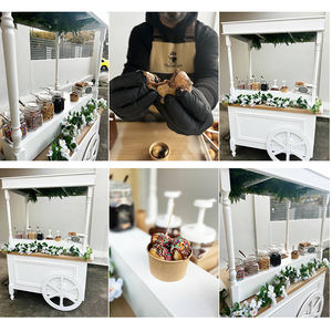 Chariot mobile de belle sucrerie blanche élégante avec des roues pour des décorations de partie - Product Image 2