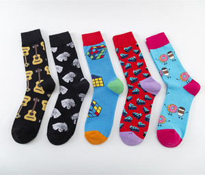 Chaussettes mi-mollet à motifs colorés <span class=keywords><strong>Funky</strong></span> Happy Street Style Fashion Crew <span class=keywords><strong>Bas</strong></span> en coton peigné pour personnes Chaussettes mi-mollet 2025 - Product Image 1