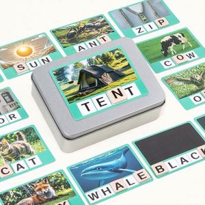Jouets magnétiques d'apprentissage de l'alphabet pour enfants, jeux de mots CVC pour tout-petits, cartes flash de lettres magnétiques - Product Image 1